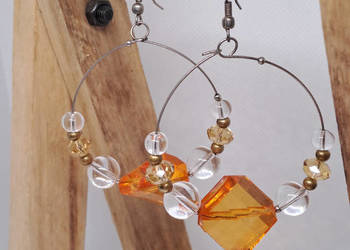 Kolczyki koła z pomarańczowymi koralikami #u92 Kolczyki koła z pomarańczowymi koralikami #u92