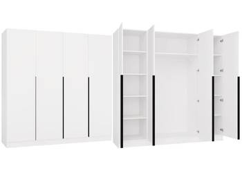 Szafa SENSO 4D 200 CM 4 Drzwi Czarne Uchwyty