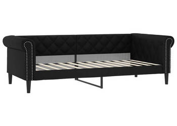 Sofa z funkcją spania czarna obita sztuczną skórą 80x200 cm WM-354222