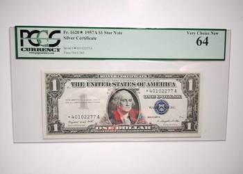 Banknot USA 1 $ 1957 A PCGS 64 STAR Silver Certificate Banknot USA 1 $ 1957 A PCGS 64 STAR Silver Certificate