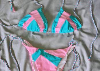 Śliczne słodkie bikini brazylijskie strój kąpielowy różowe S