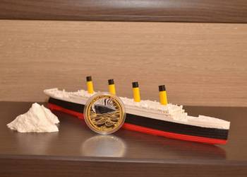 RMS Titanic + góra lodowa + moneta - Druk 3D
