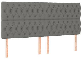 Zagłówek do łóżka z LED ciemnoszary 200x7x118/128 cm tkanina WM-3122783