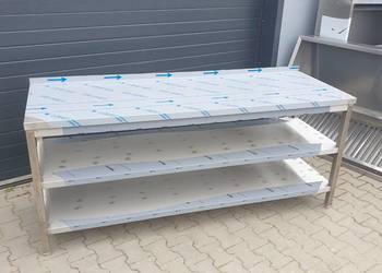SOLIDNY STÓŁ GASTRONOMICZNY Z  2 PÓŁKAMI 150x80x85 Nowy