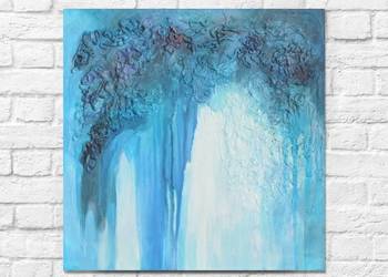 Obraz "Ice cave" 50x50 cm, farby akrylowe na płótnie, zima.