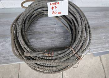 Linka stalowa średnica 7 mm z uchwytem 20 m *nowa
