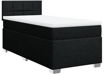 Łóżko kontynentalne z materacem czarne tkanina 90x200 cm WM-3285773