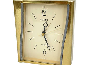 SEIKO Quartz | zegar stołowy / budzik | Japonia | lata 70. złota obudowa