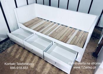 IKEA HEMNES Łóżko Leżanka z 3 szufladami, 2 materace IKEA ,białe Transport