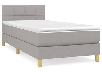 Łóżko kontynentalne z materacem jasnoszare tkanina 90x200 cm WM-3140585