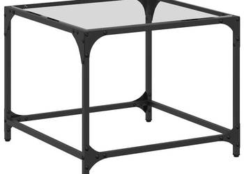 Stolik kawowy ze szklanym blatem 50x50x40 cm stal WM-845966