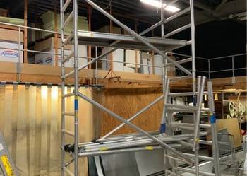 Aluminiowe rusztowanie przejezdne wysokość robocza 8 m.