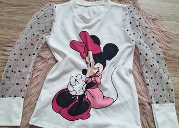 Śliczna bluzka z tiulowymi rękawami Myszka Mickey Mouse 36 bawełna hit