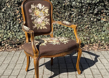 -ARTexpert- Wygodny reprezentacyjny pałacowy fotel Ludwik gobelin