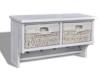 Półka ścienna biała 60x235x33 cm drewno paulownia WM-240792