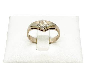 Złoty Pierścionek Próby 585 2,93g Rozmiar 15 Cyrkonie Ocechowany