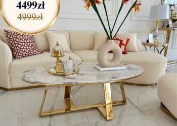 Stolik kawowy glamour złoty, nowoczesny, owalny Stolik kawowy glamour złoty, nowoczesny, owalny