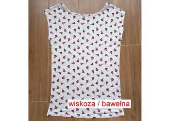 T-shirt Bluzka biała kwiaty Orsay XS 34 wiskoza i bawełna
