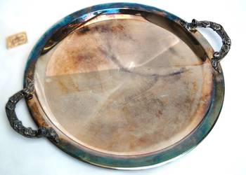 Nowa taca posrebrzana platerowana srebrem Hefra Resovia róże PRL