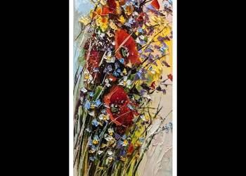 Kowalik - Polne kwiaty III - 20x40cm Obraz Olejny Maki Bukiet