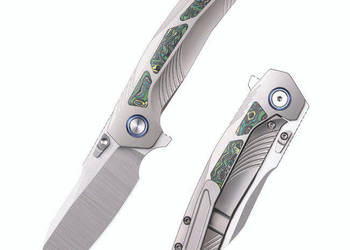 Nóż składany Remette Kestrel Gray Titanium/Green Carbon Fiber, Satin CPMS3…