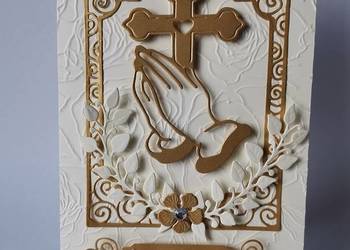 ZAPROSZENIA KOMUNIA UNIWERSALNE RĘCE Z KRZYŻEM – B6 – ECRI - ZŁOTO