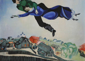 Marc Chagall obraz olejny Zakochani nad miastem reprodukcja