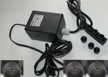 Zasilacz pompa fontanny ADAPTOR 60W 12V AC 60VA 5A TRÓJNIK IP44 GIRLANDY