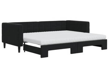 Sofa rozsuwana z materacami czarna aksamit 90x200 cm WM-3196719
