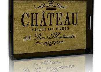 duża TACA drewniana CHATEAU Ville de Paris 40x30