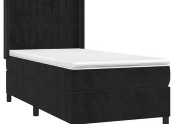 Łóżko z Materacem Kontynentalne Czarne Aksamit LED 100x200cm WM-3139669