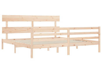 Rama łóżka z wezgłowiem lite drewno 200x200 cm WM-3195111