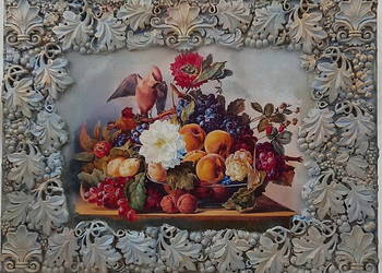 Obraz na desce martwa natura 7 - Ptaszek na gałązce