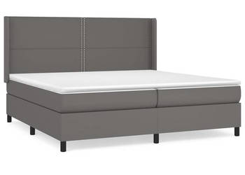 Łóżko kontynentalne z materacem szare ekoskóra 200x200 cm WM-3132463