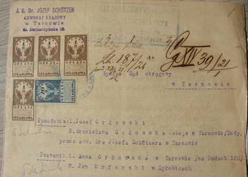 Tarnów / Zgłobice 1921 r - Sąd Okręgowy / - znaczki skarbowe - adwokat