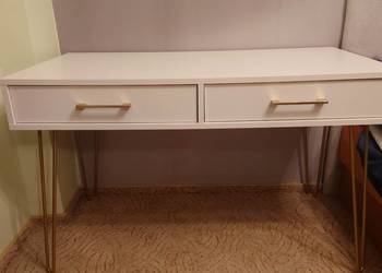 Nowoczesne biurko 120x60 z szufladami – jak nowe, eleganckie, białe
