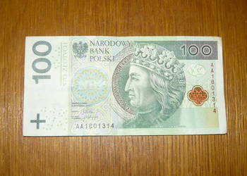 Banknot 100 zł seria AA 2012 r.