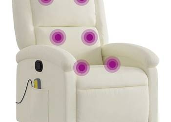 vidaXL Rozkładany fotel masujący, kremowy, obity aksamitem(SKU:371817)