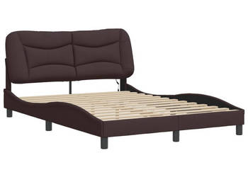 Rama łóżka z LED ciemnobrązowa tkanina 140x190 cm WM-3213700