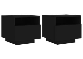 Szafki nocne z oświetleniem LED 2 szt. czarne 40x39x37 cm WM-836801