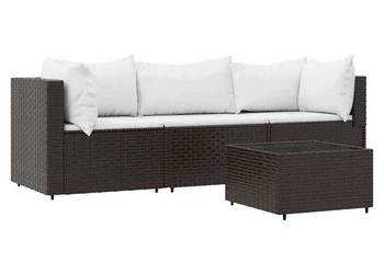 vidaXL 4-cz. zestaw wypoczynkowy do ogrodu, poduszki, brąz(SKU:319751)