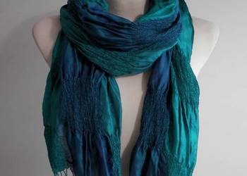 Szal Jedwabny 91% Naturalny Jedwab Morski Kolor Marszczony Szalik