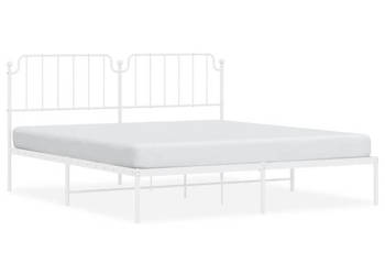 Łóżko Metalowe Białe Rama Łóżka Ze Stelażem Biała 183x213 cm WM-373941