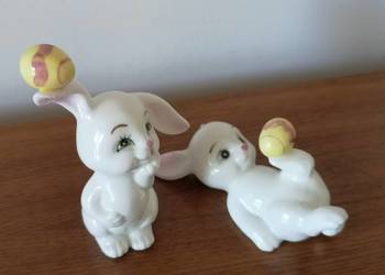 Figurki zajączki Wielkanocne porcelana vintage