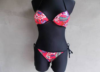 czarno różowy strój kąpielowy H&M neon