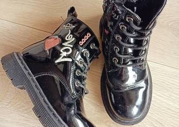 Buty botki trzewiki dziewczęce czarne lakierowane 29