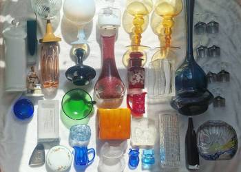 Szkło kolorowe prl 32 szt zestaw kryształy