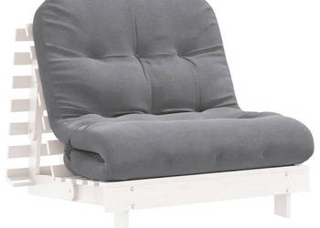 Sofa rozkładana typu futon z materacem biała 90x206x11 cm WM-846762