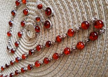 Naszyjnik +Bransoletka +Kolczyki +Pierścionek, bursztyn, srebro 925