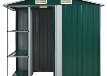 vidaXL Szopa ogrodowa z regałem, zielona, 205x130x183 cm(SKU:47104)